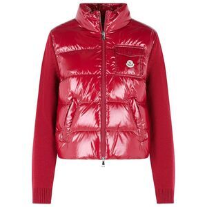 Moncler Padded Virgin Wool Cardigan With Cherry Pink Zip Women